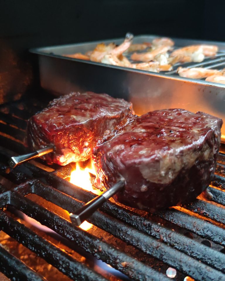 Dry Aged Rumpsteaks mit Garnelen