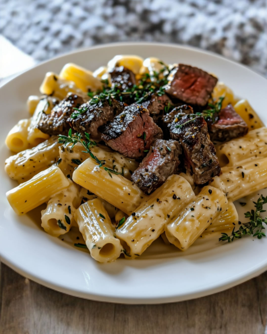 Rigatoni mit gegrillten Steakstreifen 1 Rigatoni mit gegrillten Steakstreifen Rezept