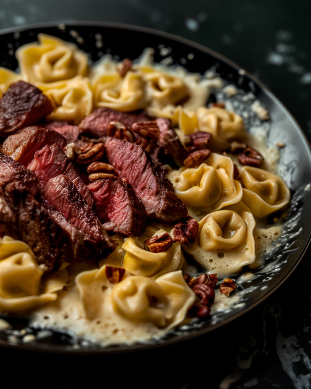 Rumpsteak mit Tortellini in Sahnesauce 1 Rumpsteak mit Tortellini in Sahnesauce